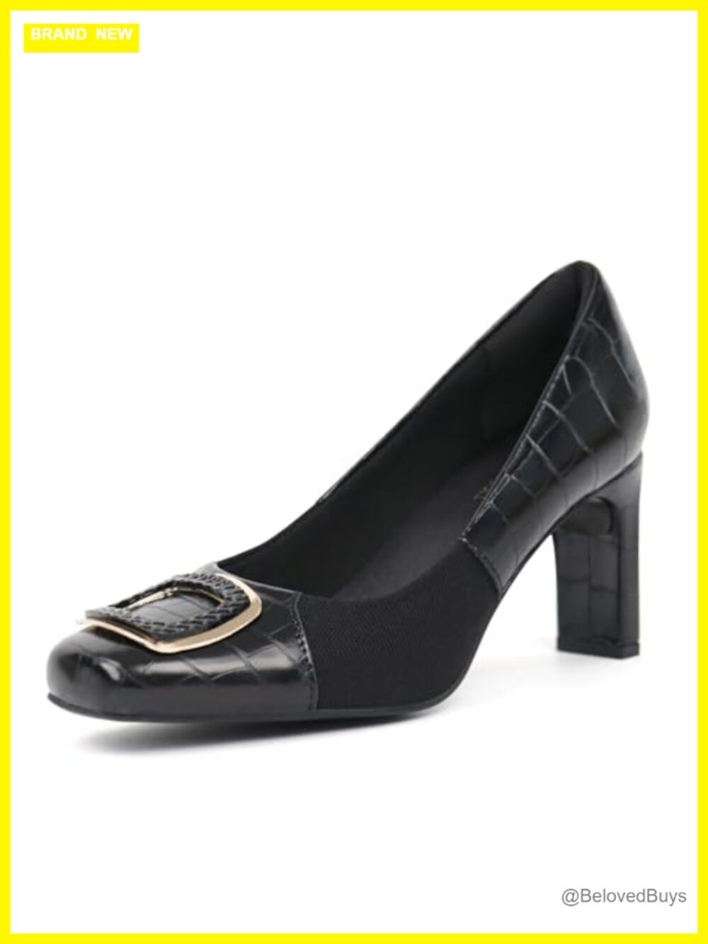 Orthotic Dress Pumps with Elastic Panels, 3 Inch Heel, Synthetic Leather, Round